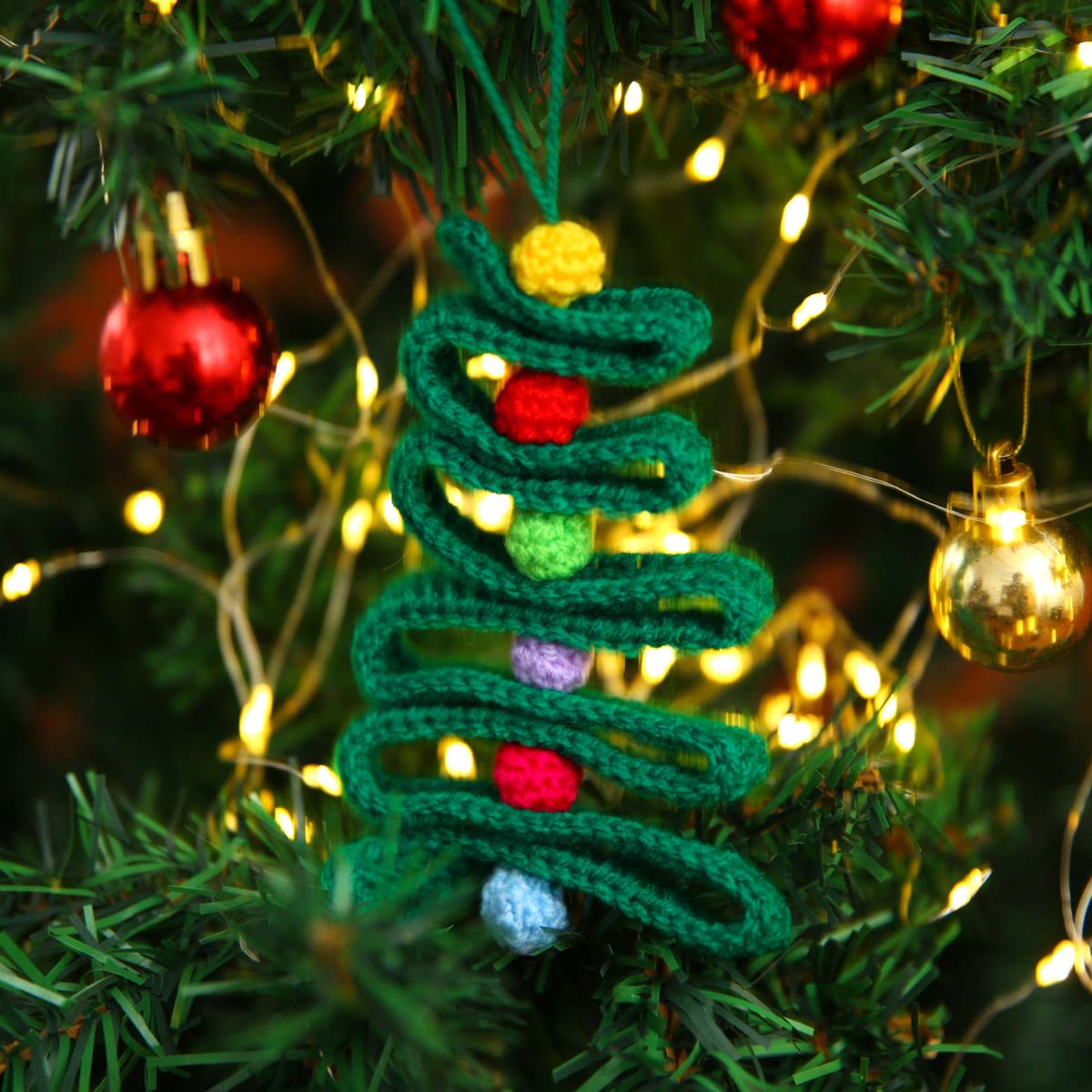 Pine Crochet Ribbon Ornament