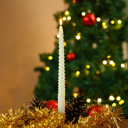 Spiral White Candle 12"