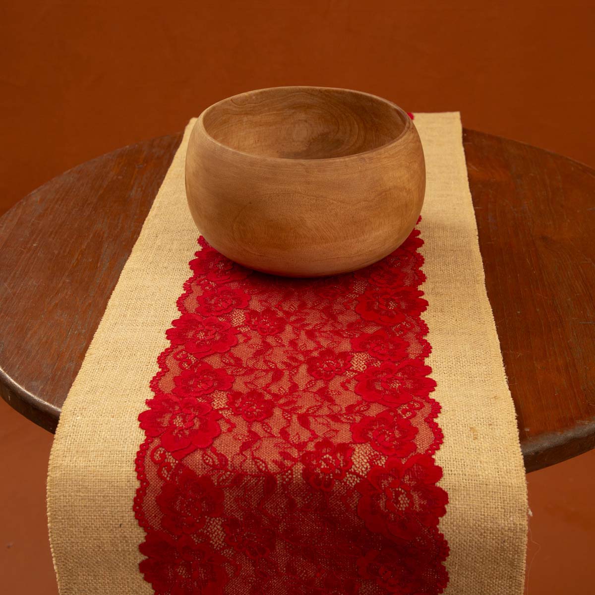 Cherry Burlap Table Runner