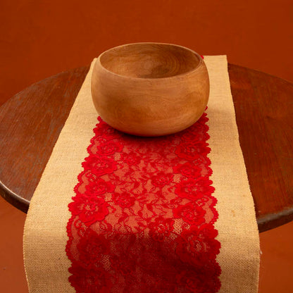 Cherry Burlap Table Runner