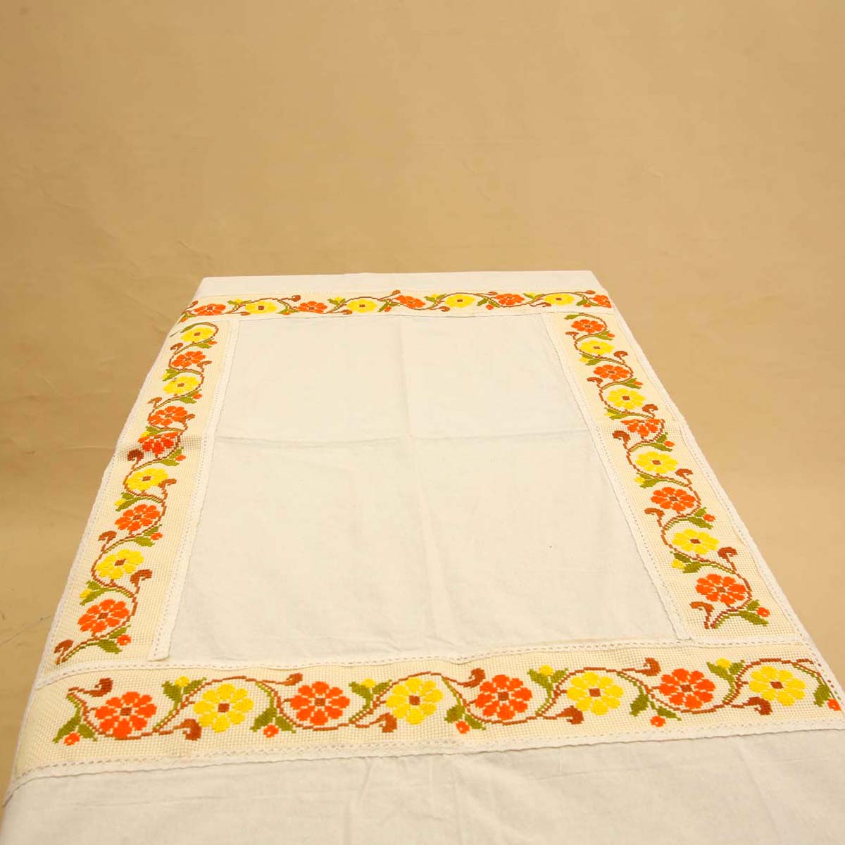 Floral Cross Stitch Table Cloth