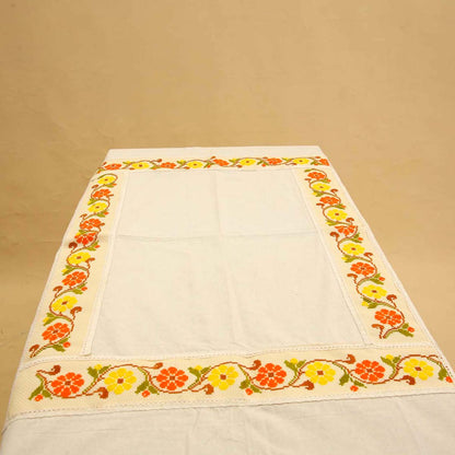 Floral Cross Stitch Table Cloth