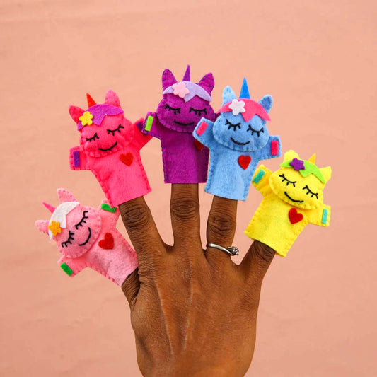 Sleepy Unicorn Finger Puppet Set