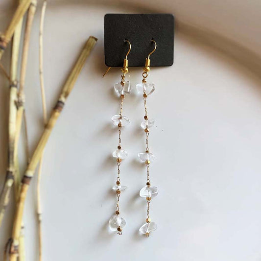 White Stone Drop Earrings