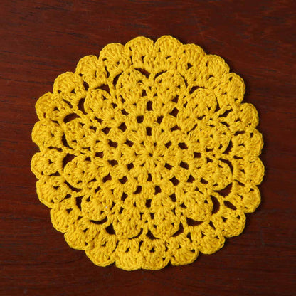 Weaver Bird Yellow Doily Coaster Set