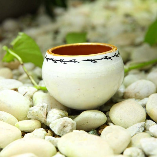 Gold & White Mini Flower Pot