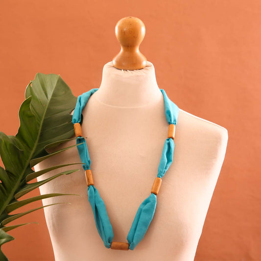 Sky Blues Fabric Necklace