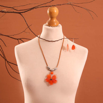 Peachy Bloom Resin Jewellery Set