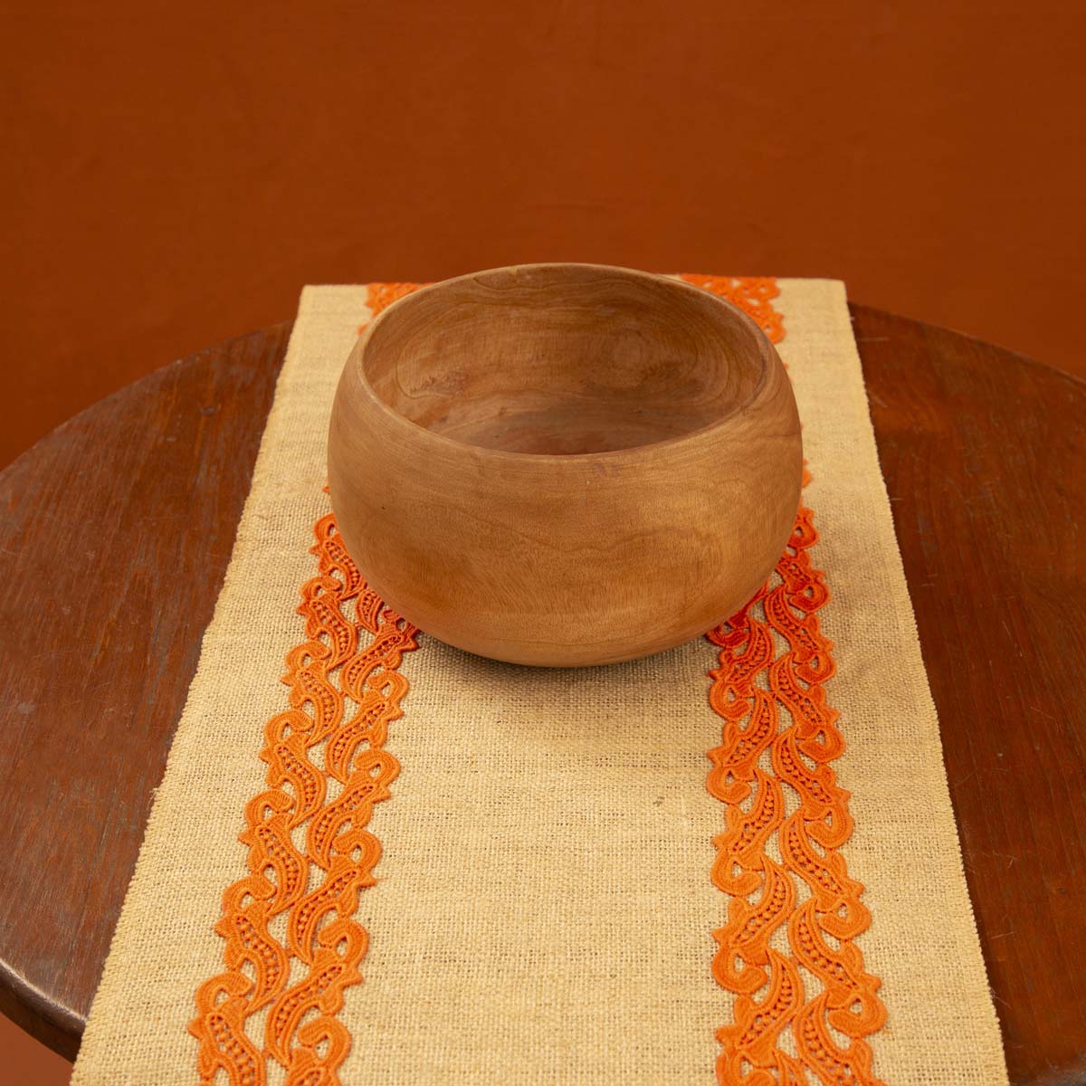 Tangerine Burlap Table Runner