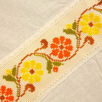 Floral Cross Stitch Table Cloth