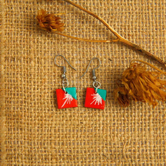 Square Splash Terracotta Earrings