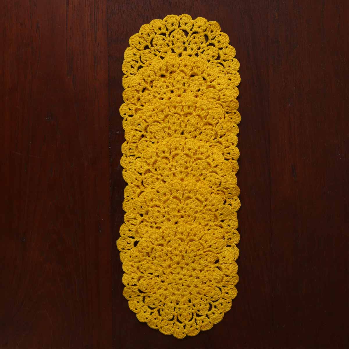 Weaver Bird Yellow Doily Coaster Set