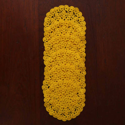Weaver Bird Yellow Doily Coaster Set