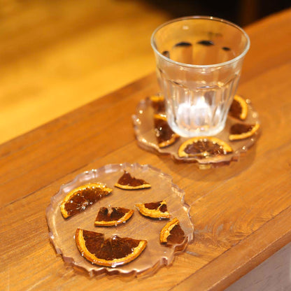 Orange Burst Resin Coaster Set