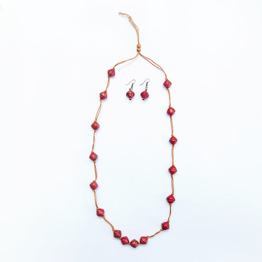 Maroon Necklace and Earring Set