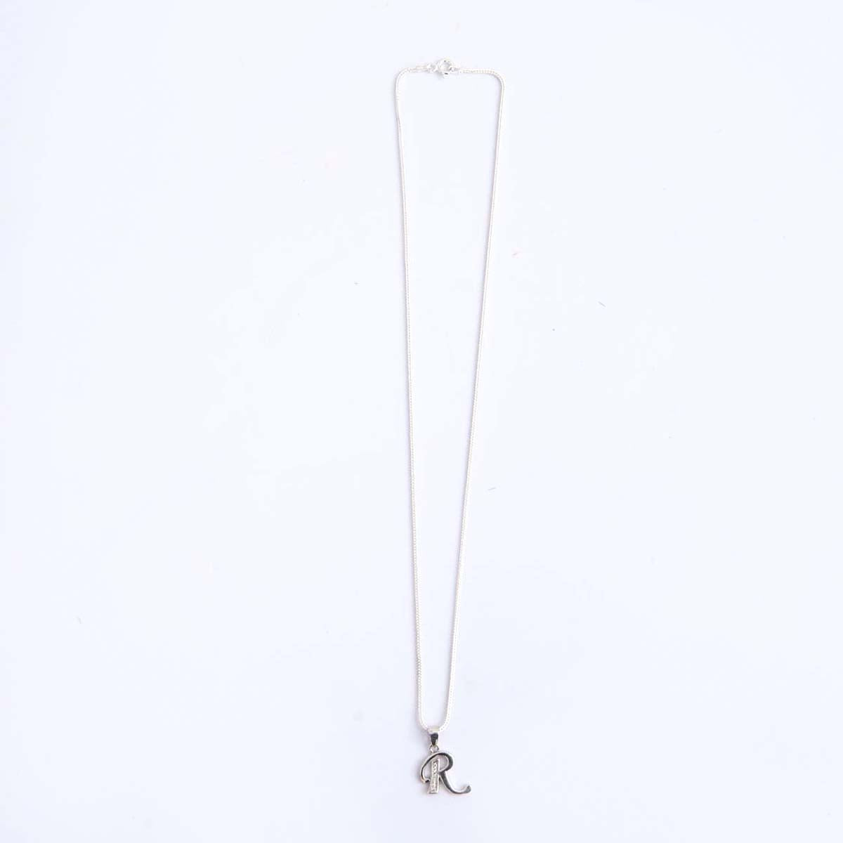 Silver Synthetic Stone Pendant and Chain
