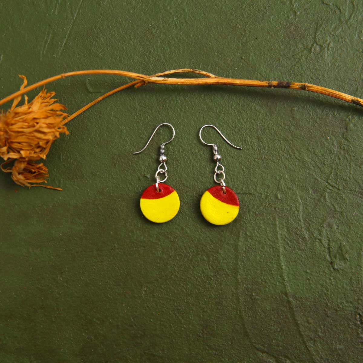 Yellow Moon Terracotta Earrings