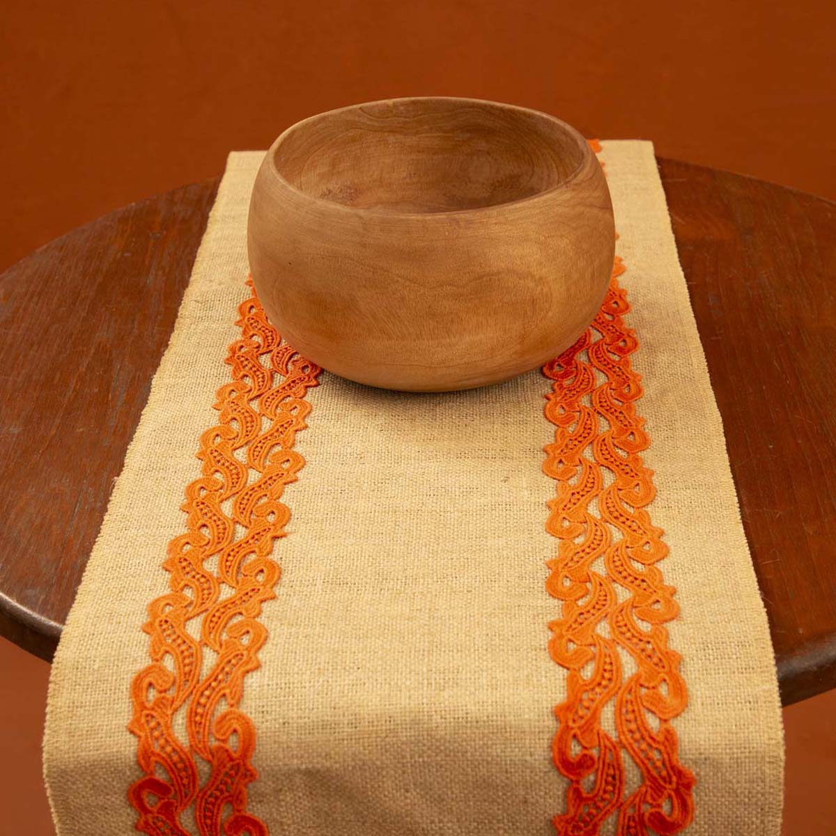 Tangerine Burlap Table Runner