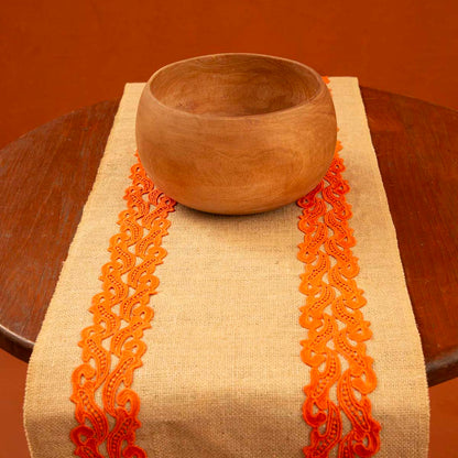 Tangerine Burlap Table Runner