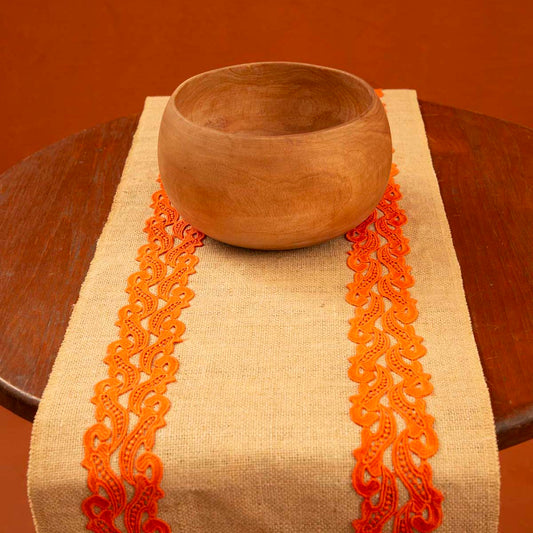 Tangerine Burlap Table Runner