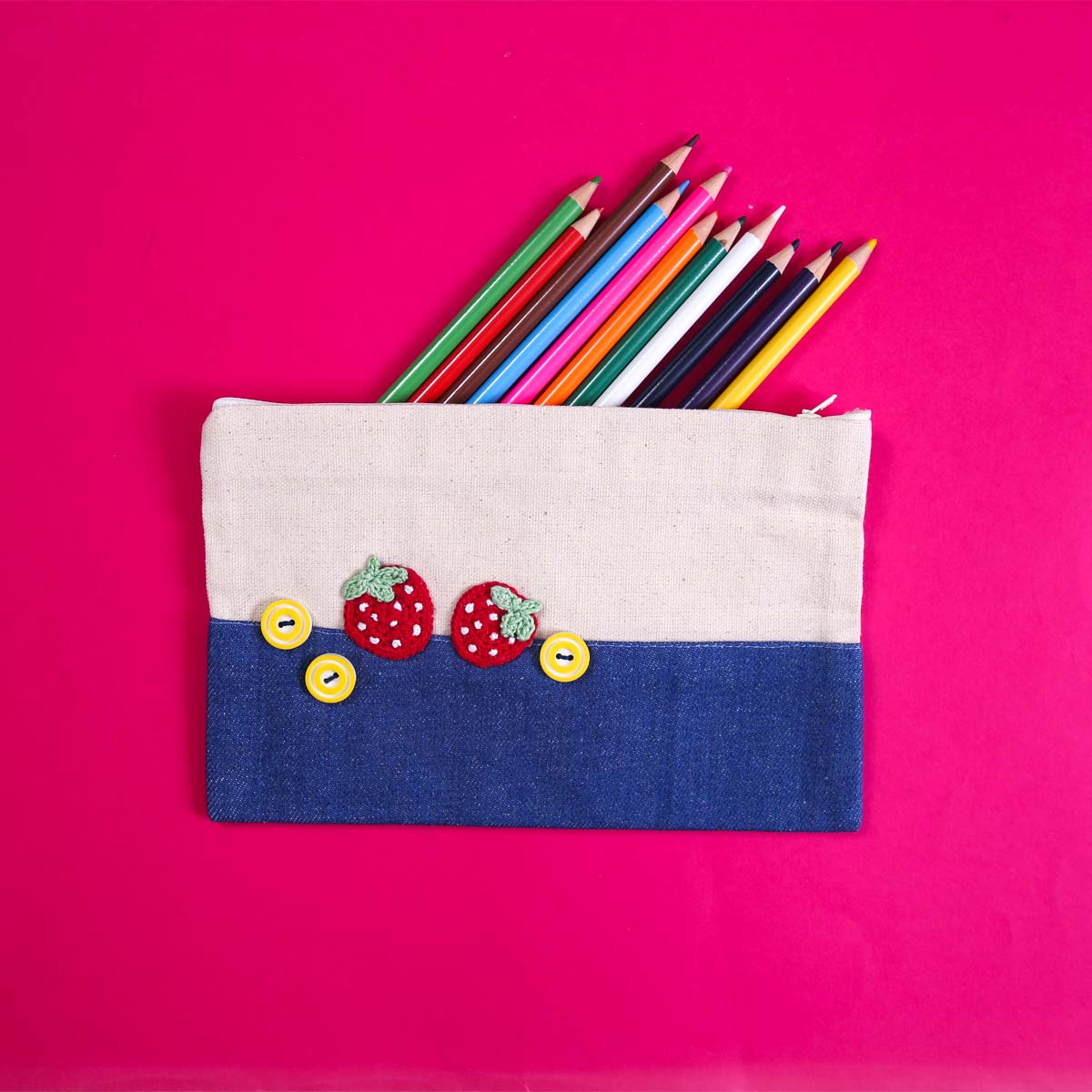 Strawberries & Buttons Pouch