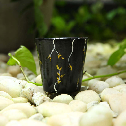 Black & Gold Flower Pot