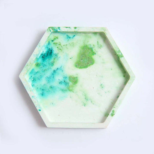 Green Marbled Hexagon Coaster