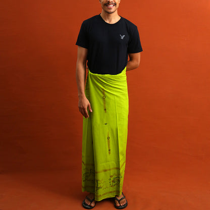 Lime Green Painted Sarong