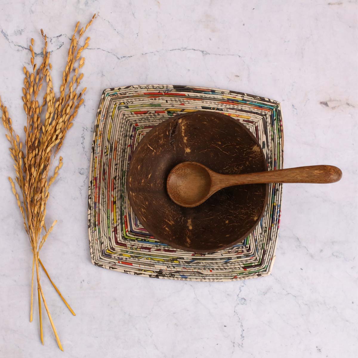 Natural Square Paper Heat Mat Set