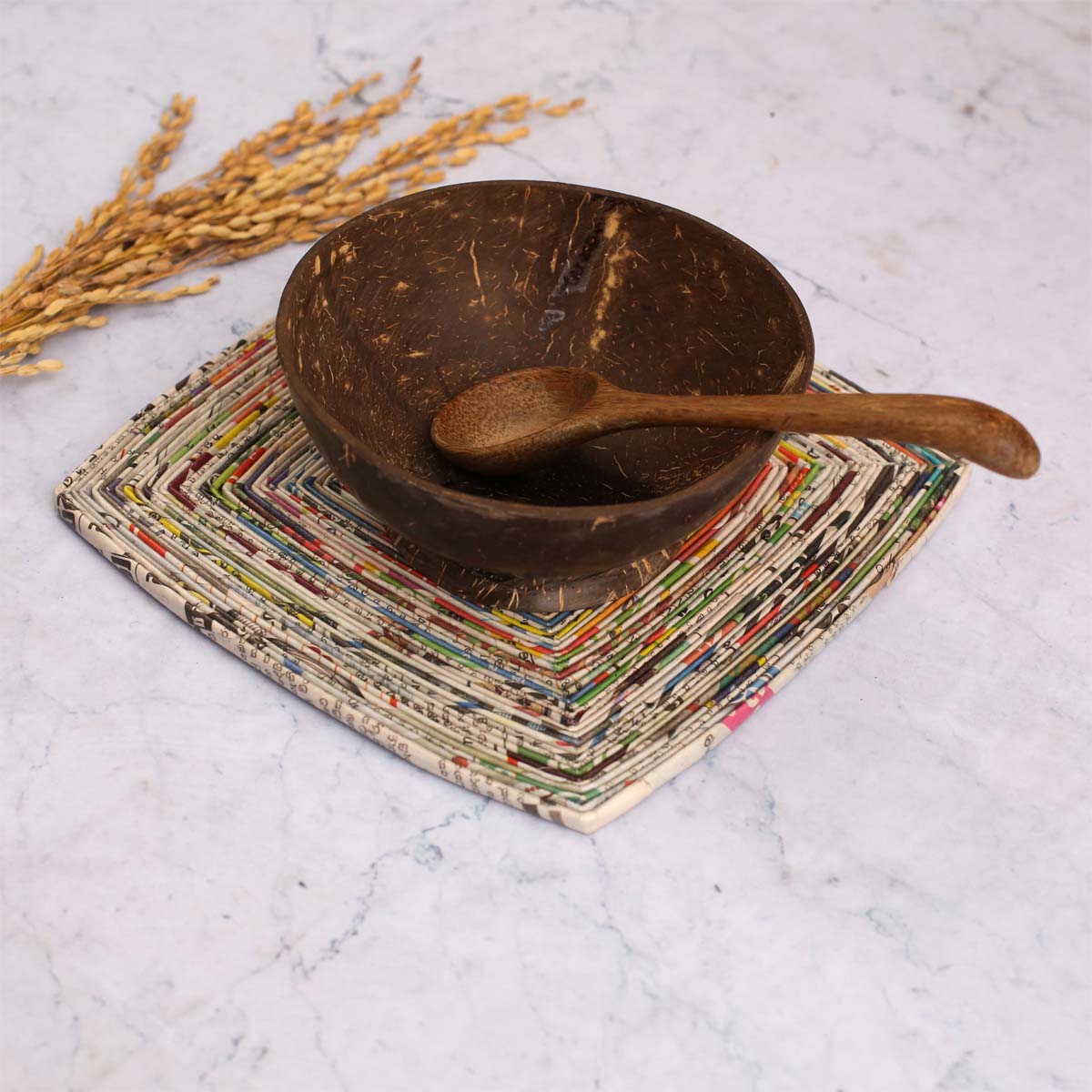 Natural Square Paper Heat Mat Set