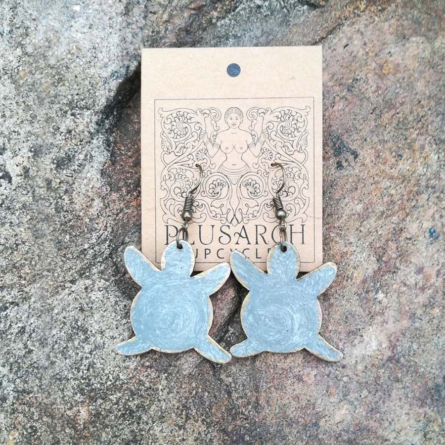 Grey Turtle Paper Earrings