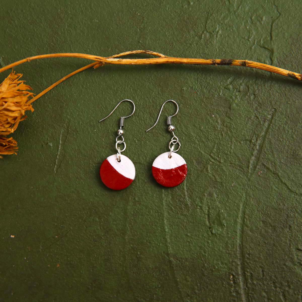 Maroon Moon Terracotta Earrings