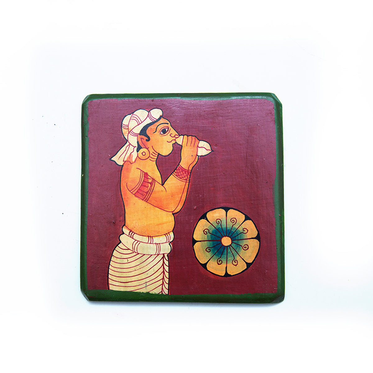 Shell Blower Traditional Wooden Coaster