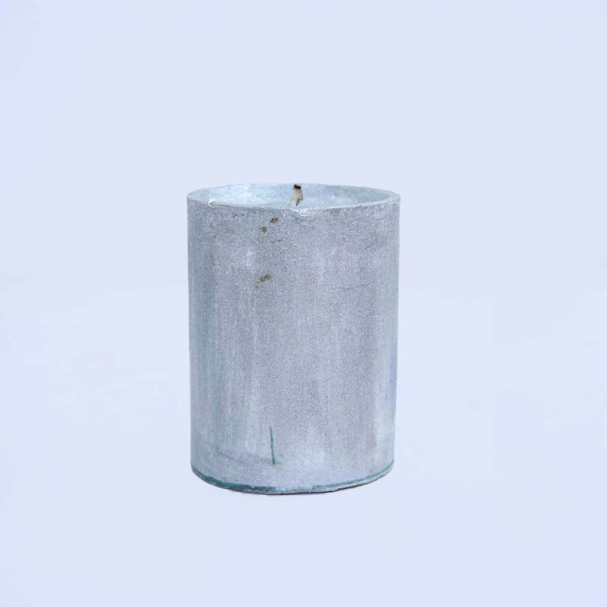 Silver Snowflake Pillar Candle
