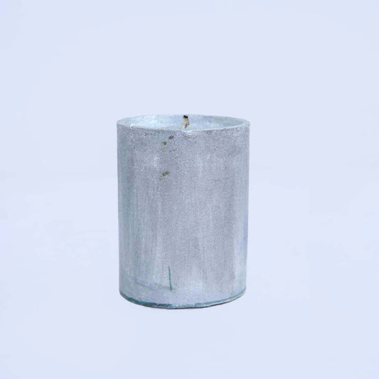 Silver Snowflake Pillar Candle