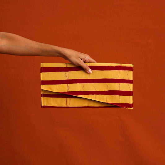 Saffron Striped Batik Clutch