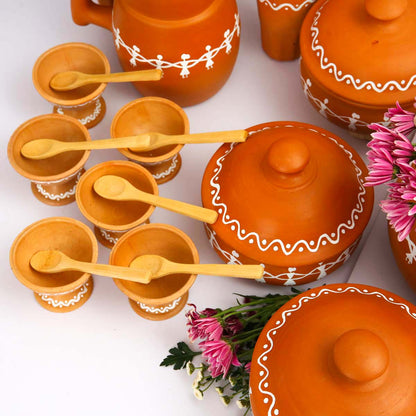 White Lines Clay Dinner Set