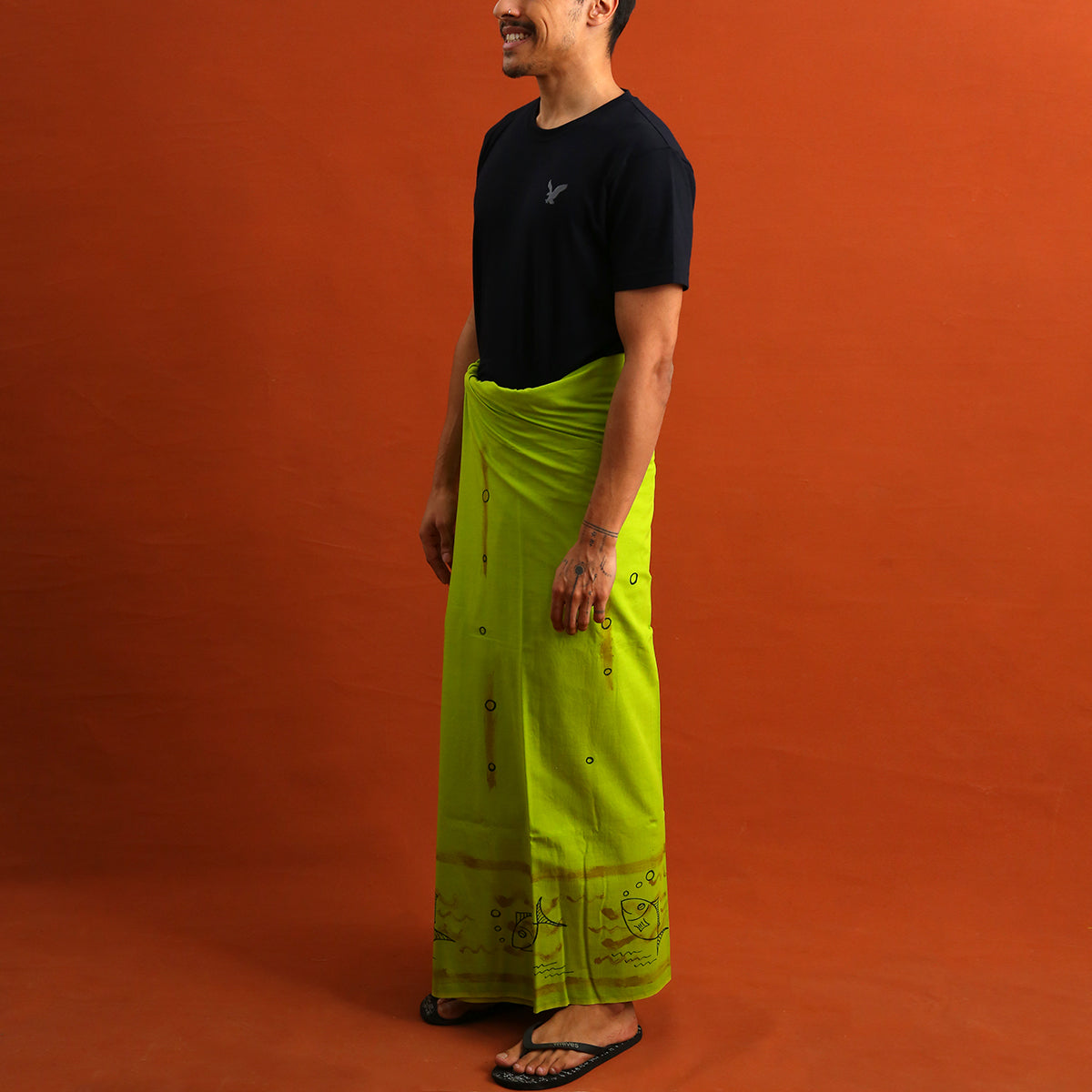 Lime Green Painted Sarong