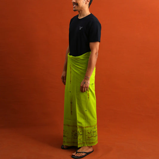 Lime Green Painted Sarong