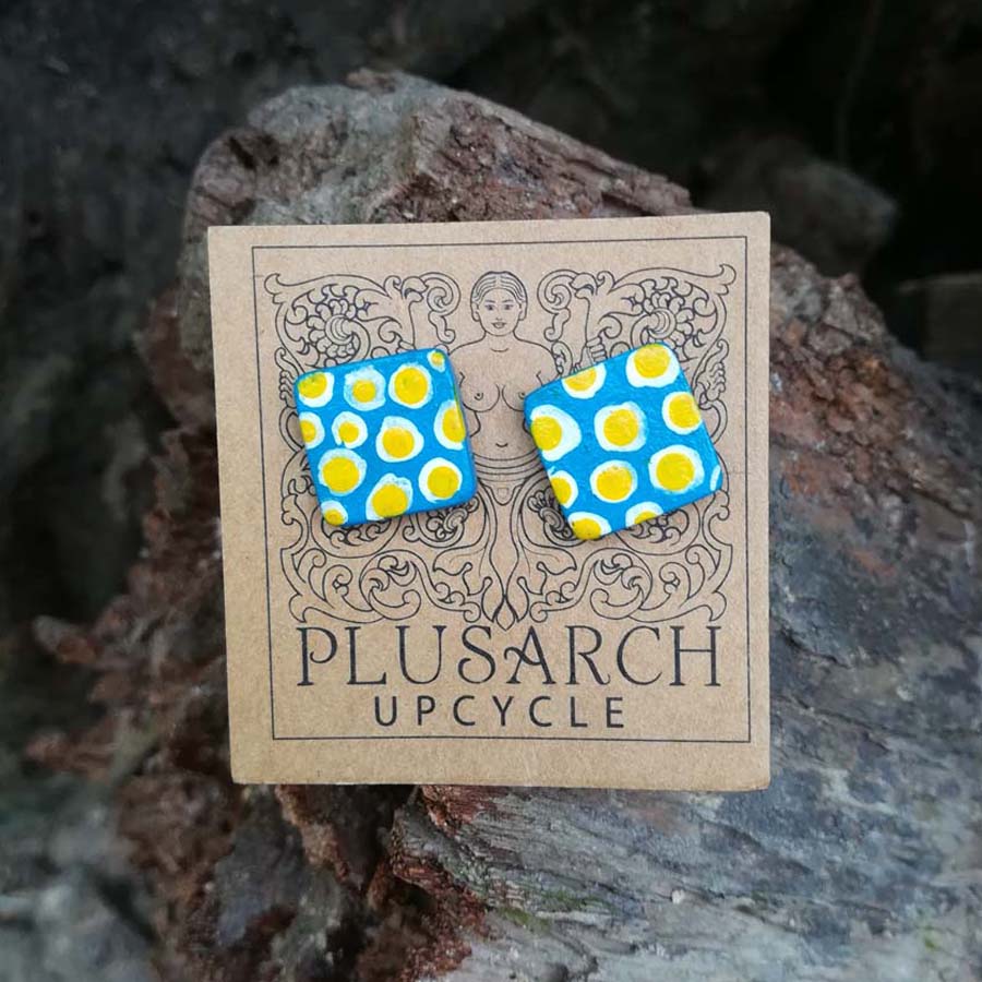 Polka Square Paper Earrings