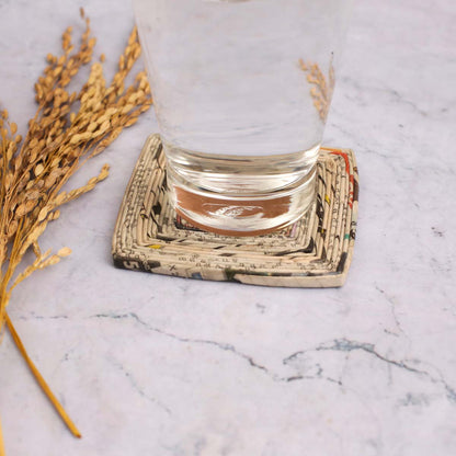 Natural Square Paper Coaster Set