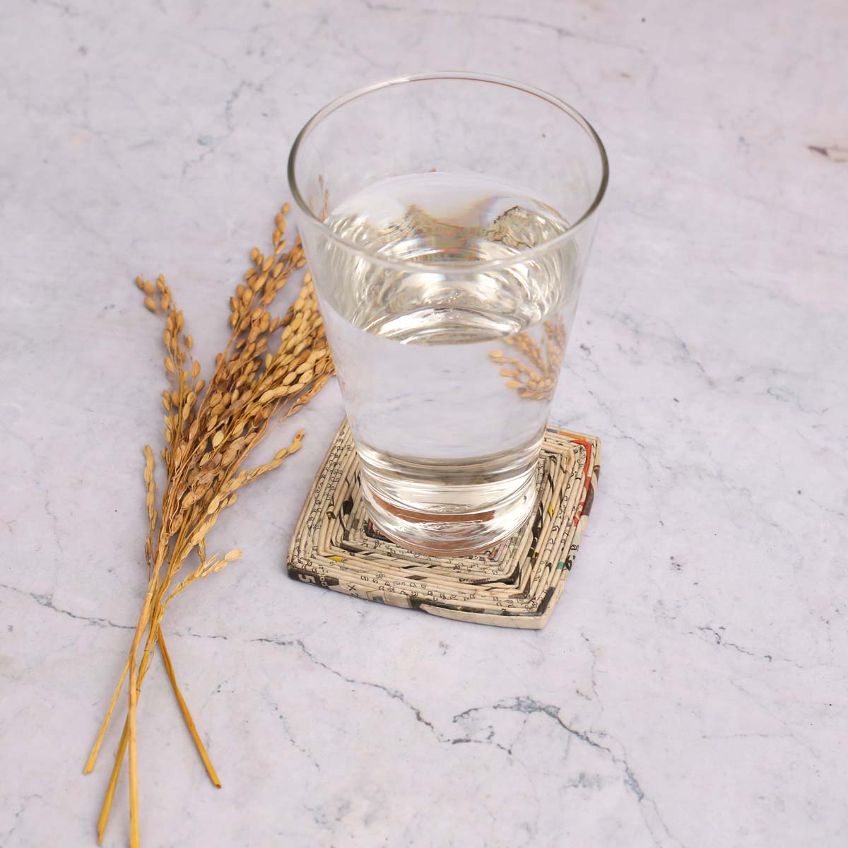 Natural Square Paper Coaster Set