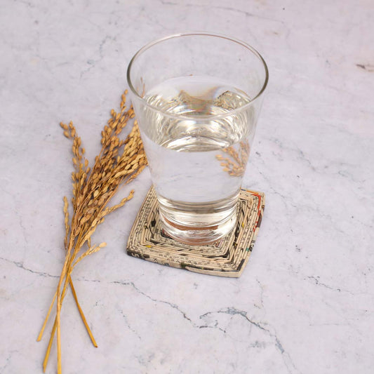 Natural Square Paper Coaster Set