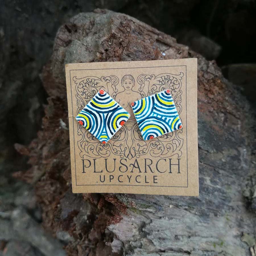 Striped Square Paper Earrings