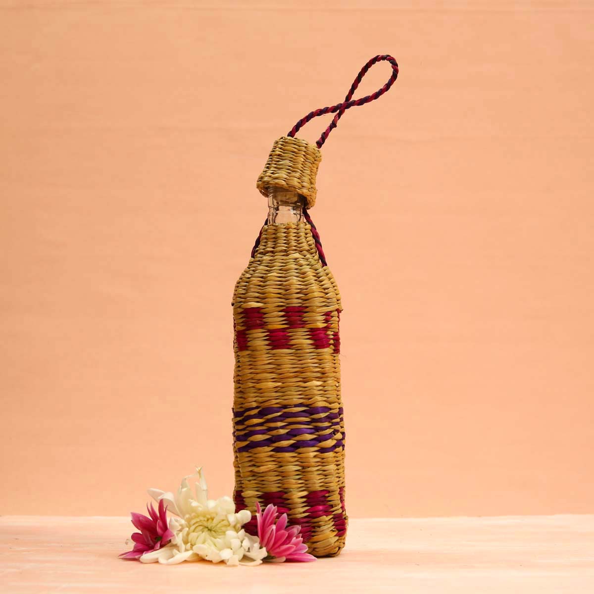 Patterned Reed Bottle Cover &amp; Glass Bottle