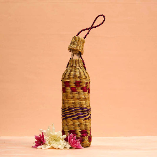 Patterned Reed Bottle Cover &amp; Glass Bottle