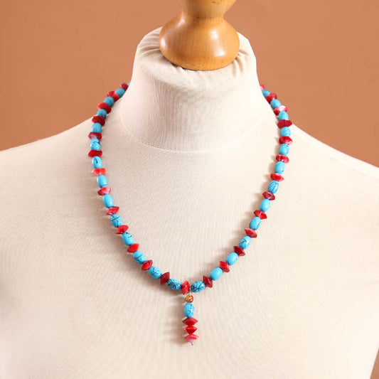 Red & Blue Beaded Necklace