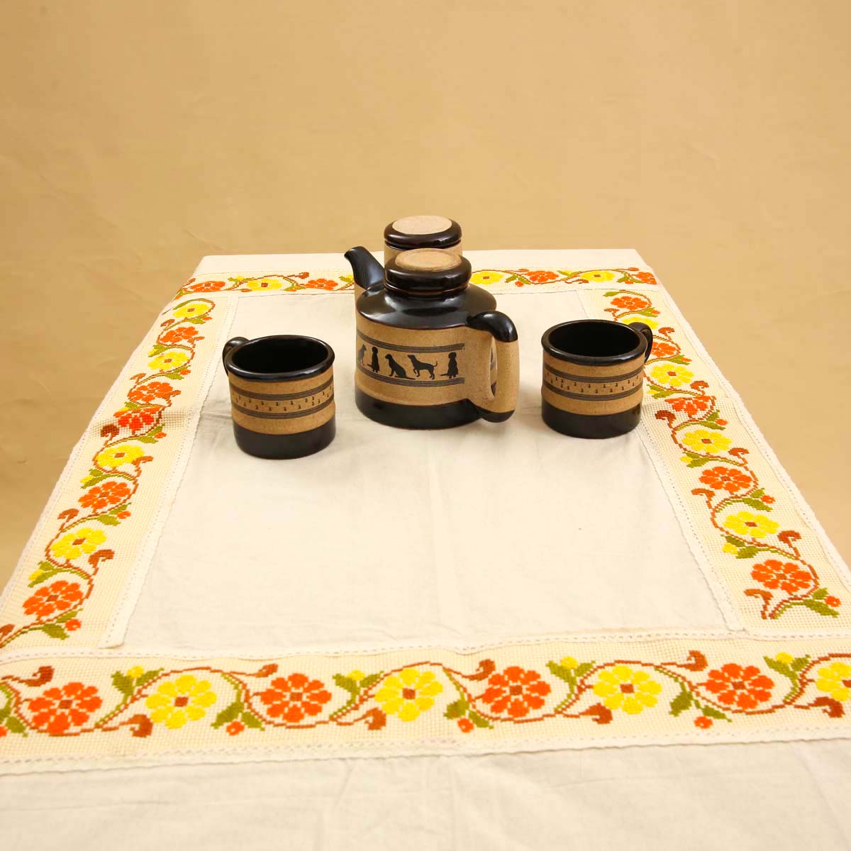 Floral Cross Stitch Table Cloth
