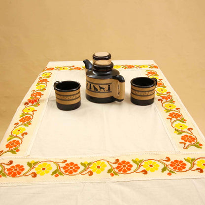 Floral Cross Stitch Table Cloth