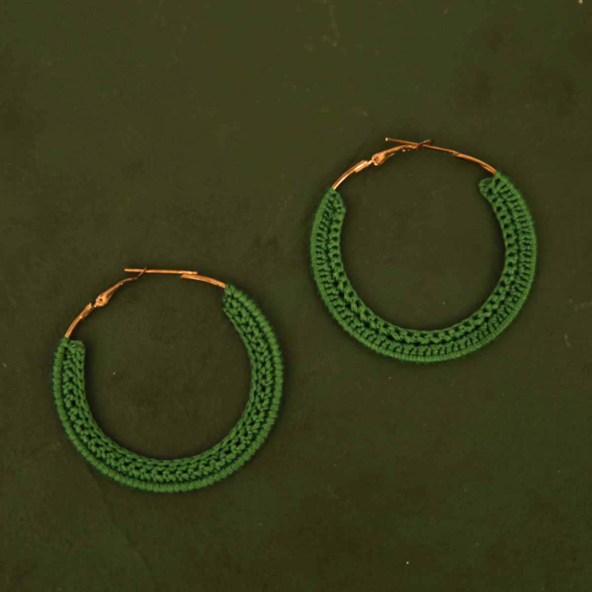 Pine Crochet Hoop Earrings